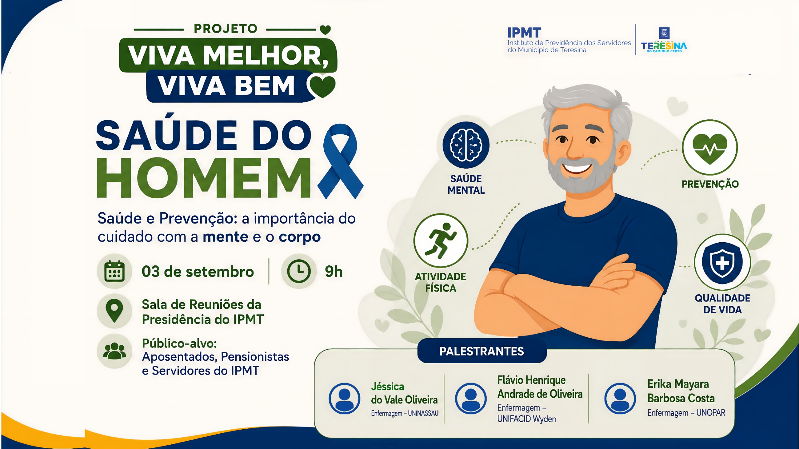 IPMT promove palestra sobre saúde do homem e prevenção nesta quinta-feira (3)